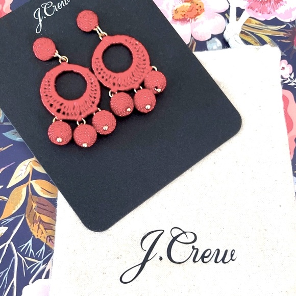 NWT J.Crew Super Fun Raffia Wrapped Earrings - Picture 2 of 3